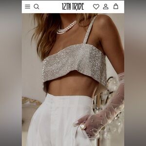 12th Tribe Shira Silver Rhinestone Crop Top